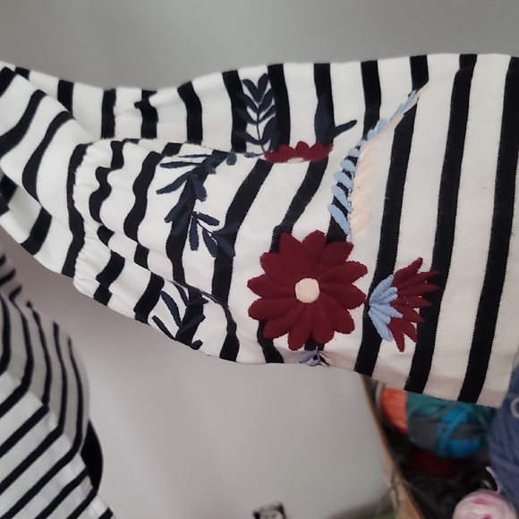 J. Crew Striped Top with Floral Embroidery - Picture 5 of 9